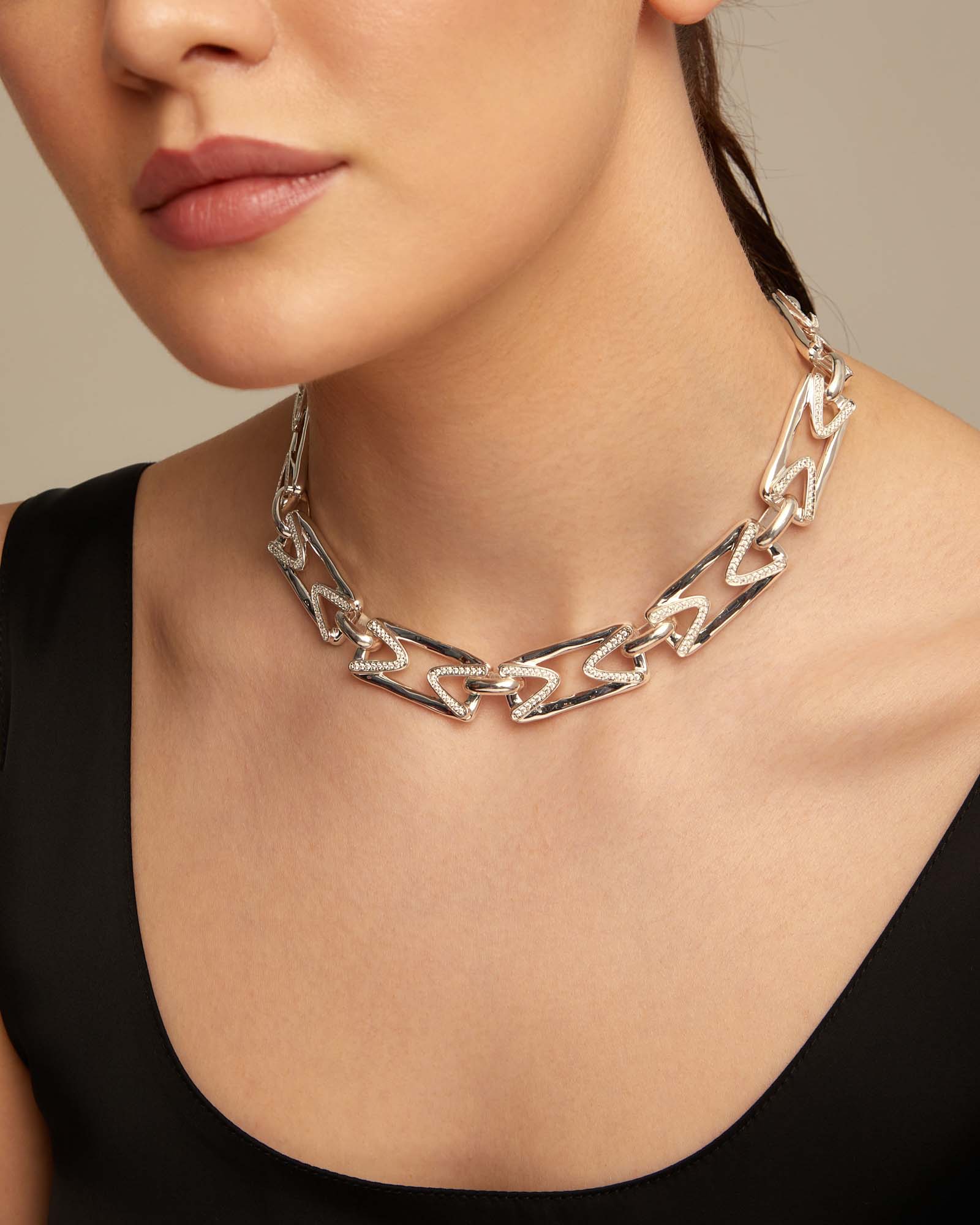 Multi strand chain necklace with topaz, Silver, large thumbnail