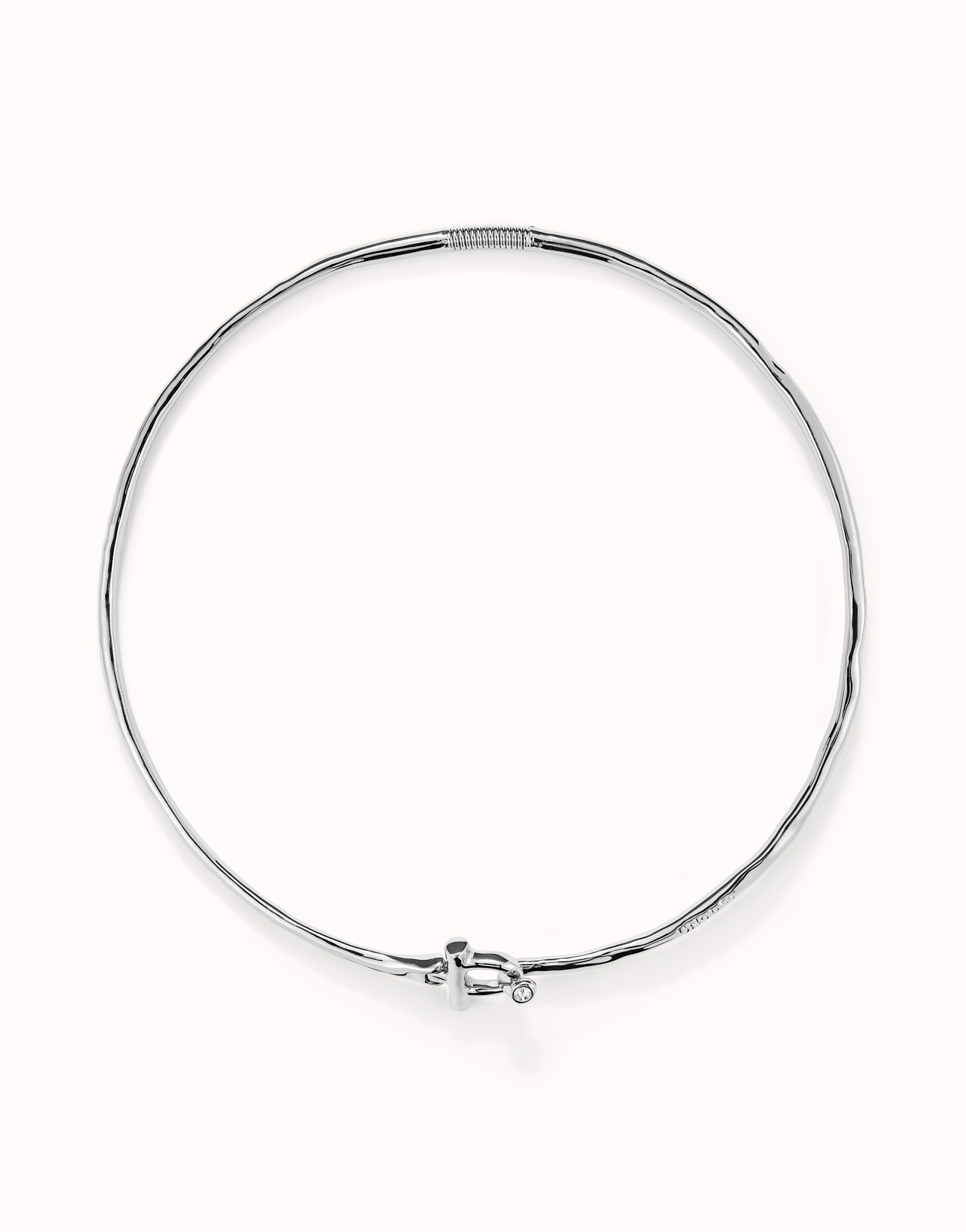 Choker necklace with front clasp and white topaz, Silver, large thumbnail